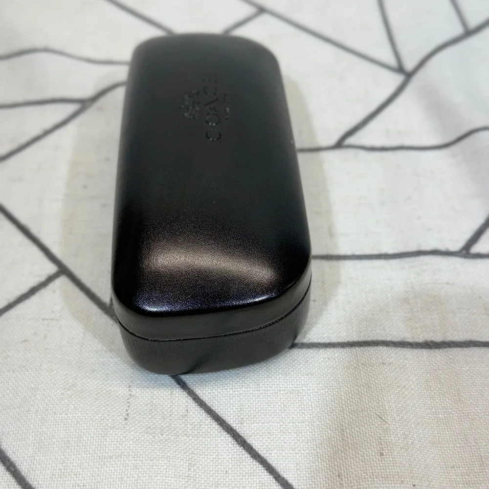 Coach Eyeglasses Case OS Black Hard Shell Clamshell with Cleaning Cloth
